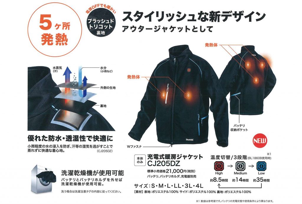 マキタ(makita) 充電式暖房ウェア CJ205DZ CV202DZ CB200D