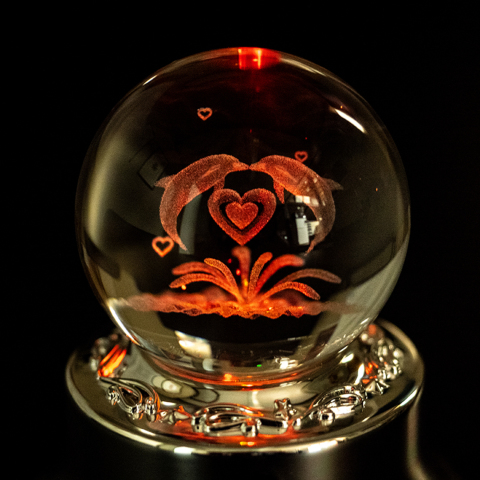 MUSICBOX】3Dレーザーボールオルゴール ラブイルカ | オルゴール | 黒