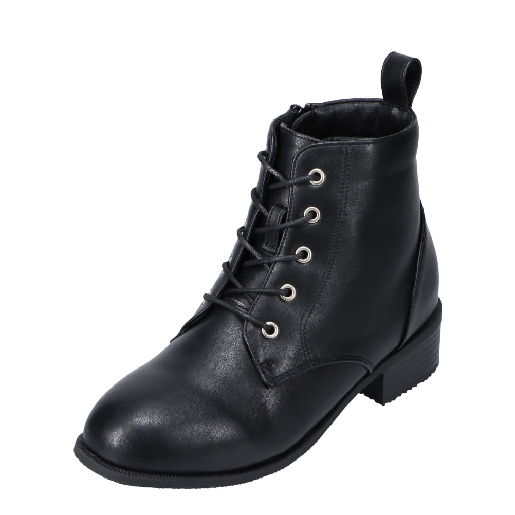 Zipper ジッパー 防水レースアップショートブーツ レディース ブラック