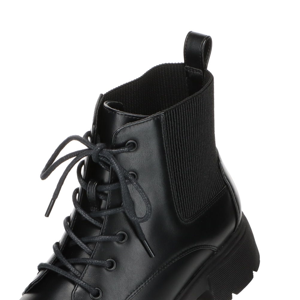 WILL BE ウィルビー 厚底レースアップブーツ ブラック レディース | 靴