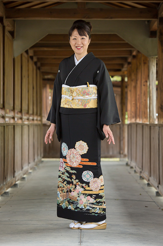 サガラ刺繍 鏡に松菊（手刺繍）