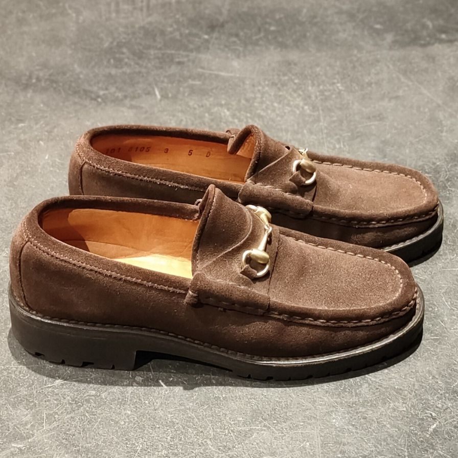 極美品【GUCCI】グッチ ビットローファー スエード ゴールド金具