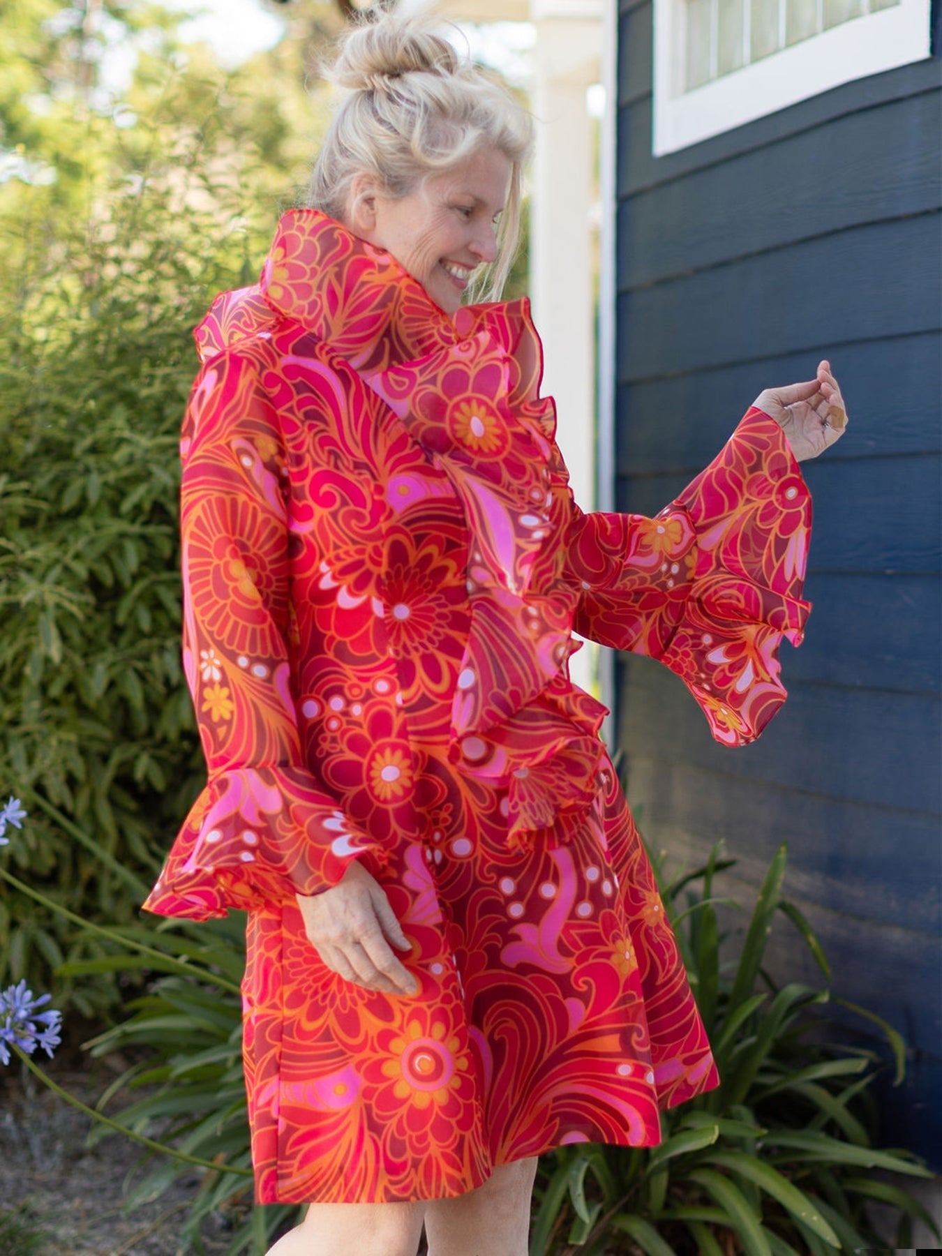 POPPY dress Flowerland Pink – Lesley Evers