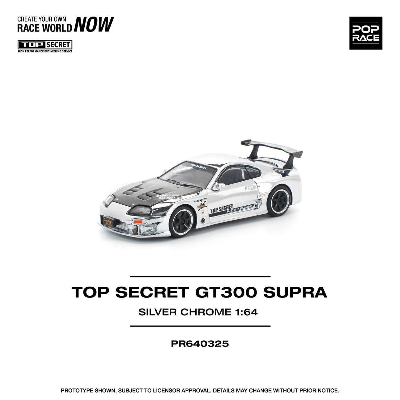 PRE-ORDER) Pop Race 1:64 Top Secret Toyota Supra GT300 Silver