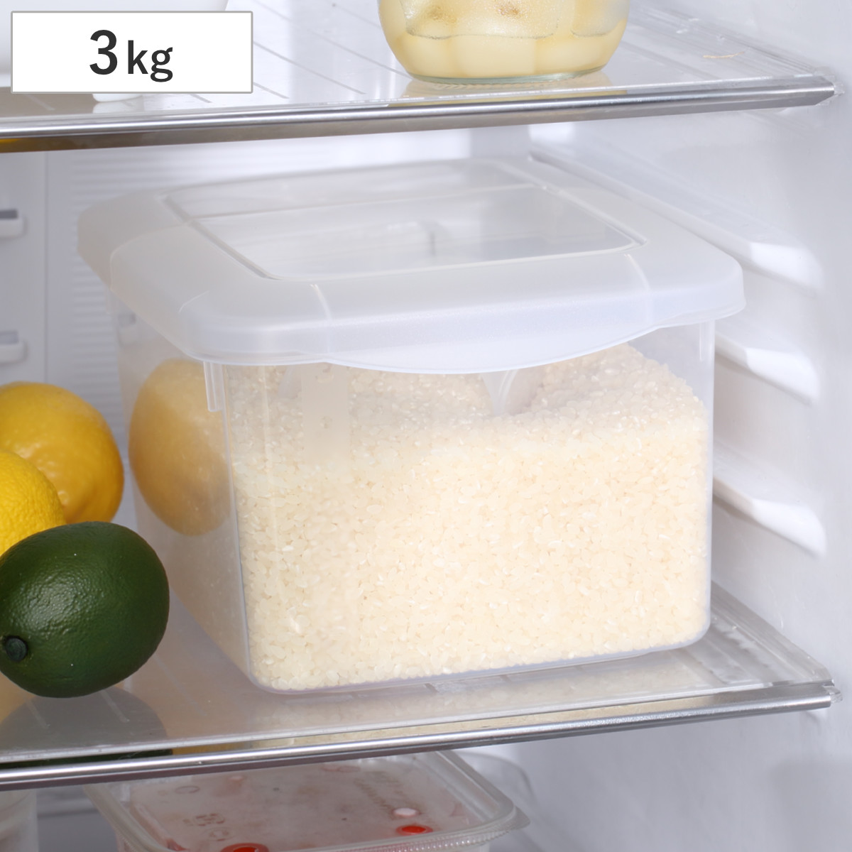 米びつ 3kg ストックス 冷蔵庫用 計量カップ付き （ 冷蔵庫 計量カップ