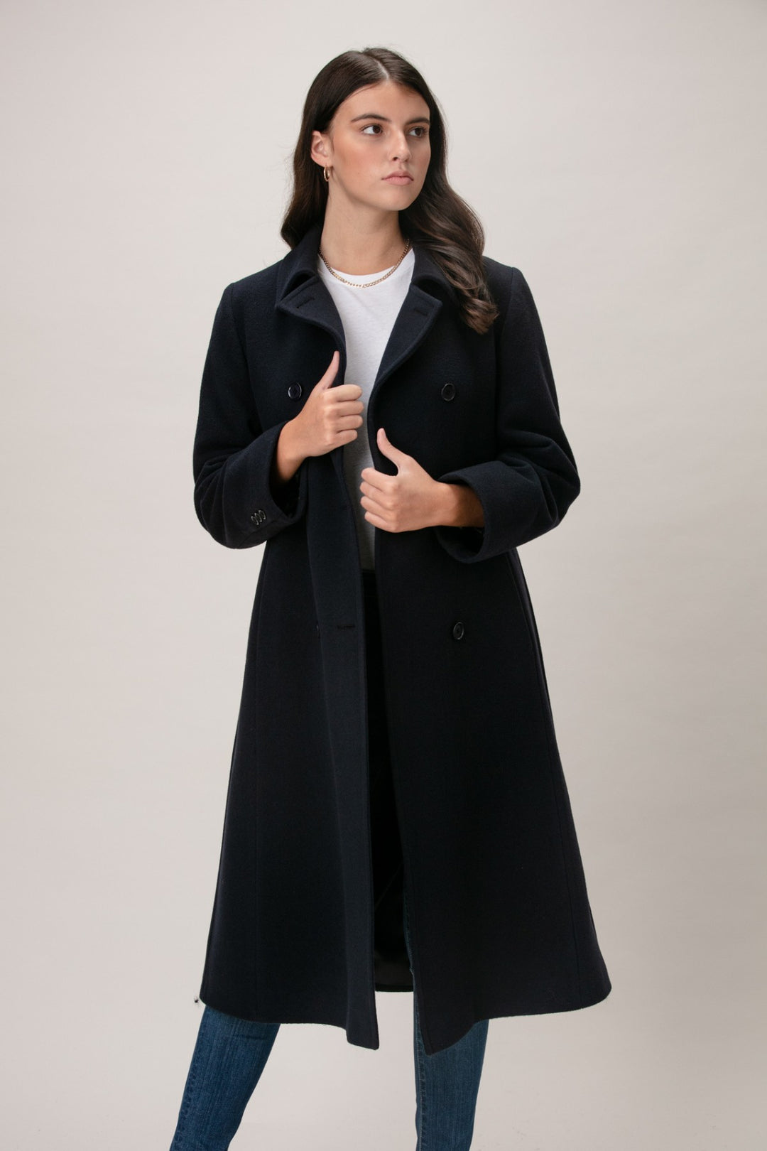 NADINE Wool & Cashmere Long Double Breasted Coat 2140C/W – LORNE'S