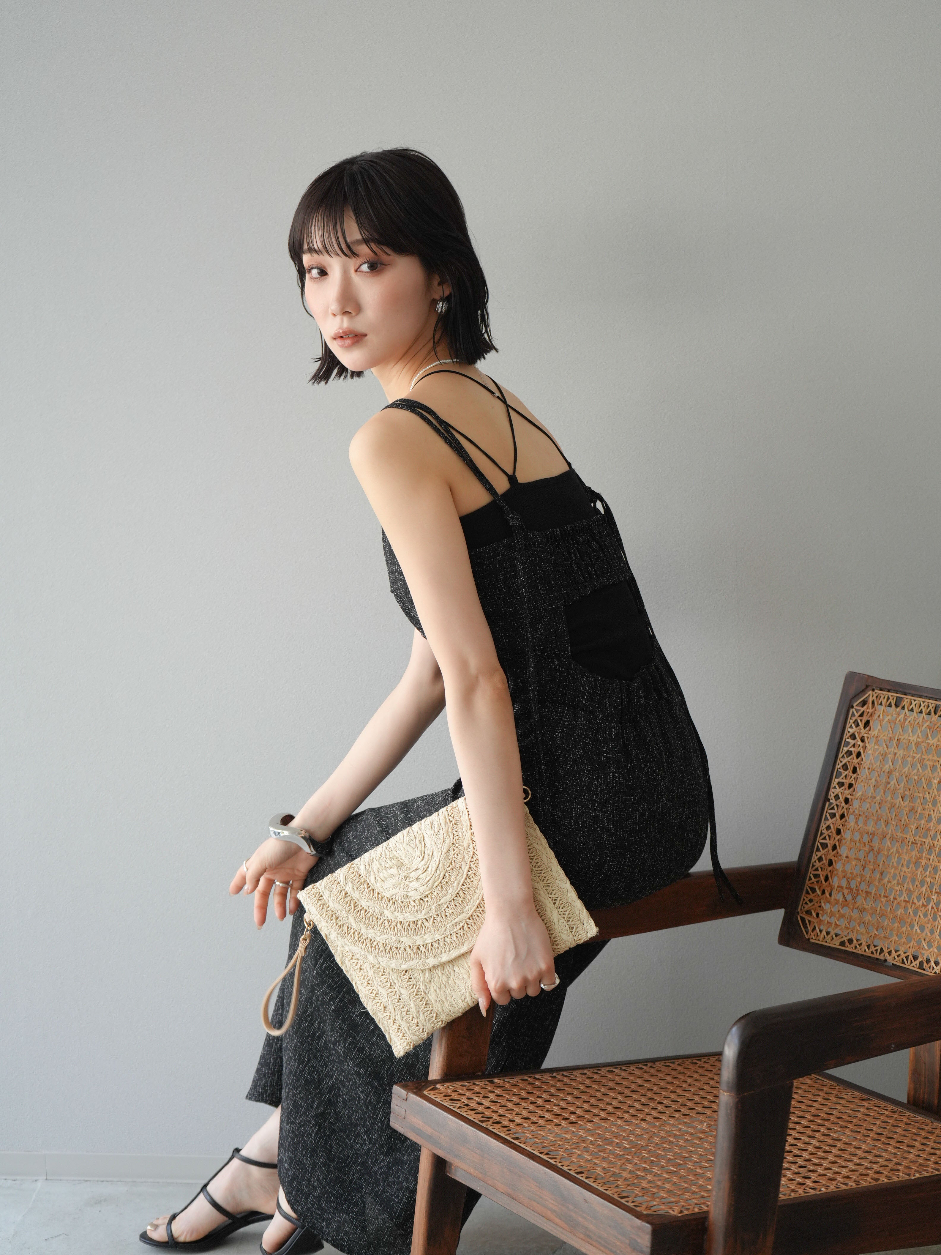 予約]サマーツイードバックオープンキャミワンピース/ブラック – Lumier