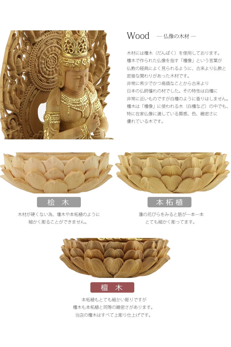 檀木仏像 八角台座 大日如来 眼入り 飛天光背【真言宗】 | 本尊・脇侍