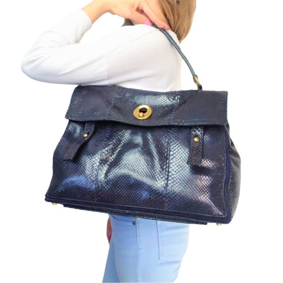 YSL Saint Laurent Blue Python Leather Muse 2 Handsbag – Bagaholic