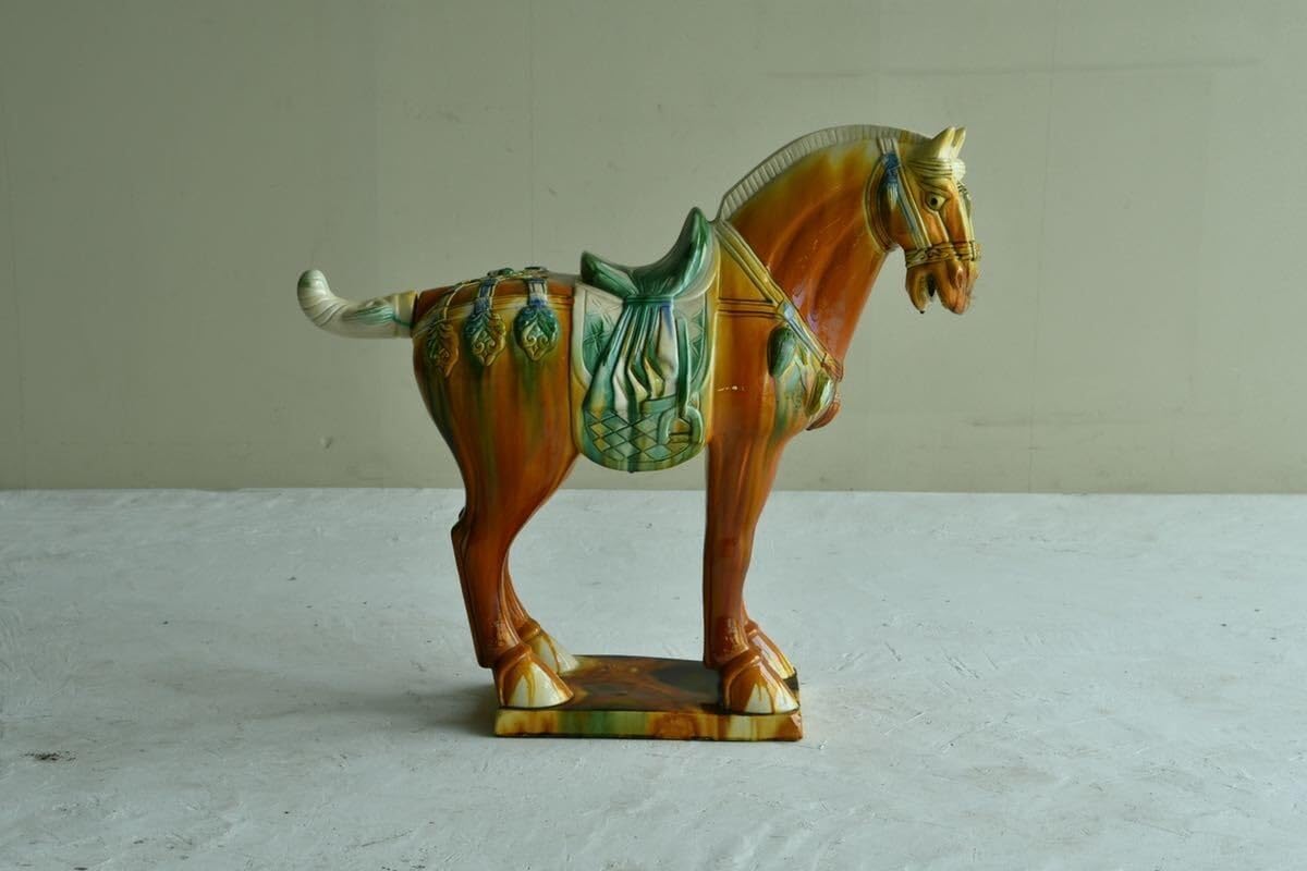 Amazon.co.jp: 大型唐三彩 馬 置物 高78cm 焼物 陶器製 インテリア