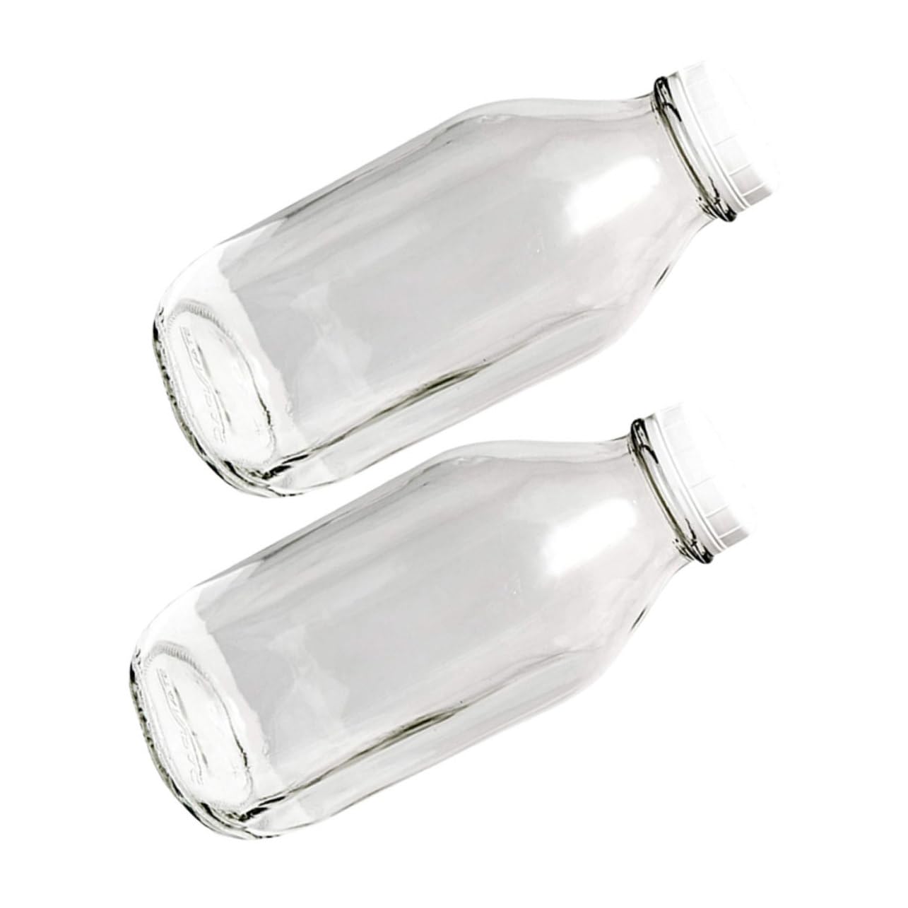 Amazon｜MOLUCKFU 透明ガラス製牛乳瓶 飲料ボトル プリン容器 蓋付き