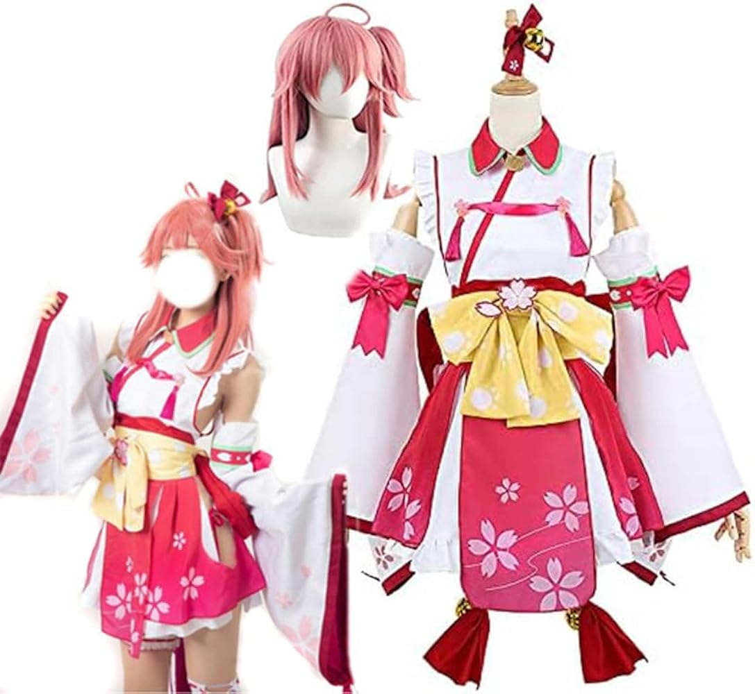 Amazon.co.jp: [楽コス] さくらみこ 桜巫女 コスプレ 衣装 ウィッグ