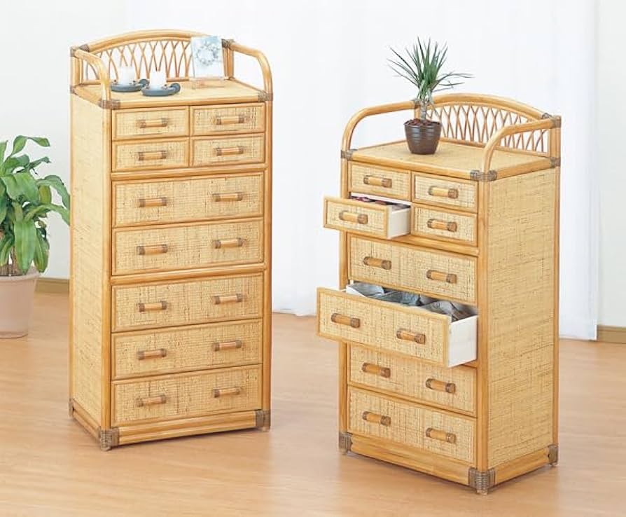 Amazon｜籐チェスト ラタン 籐家具 引き出し8杯タイプ 55センチ幅 収納