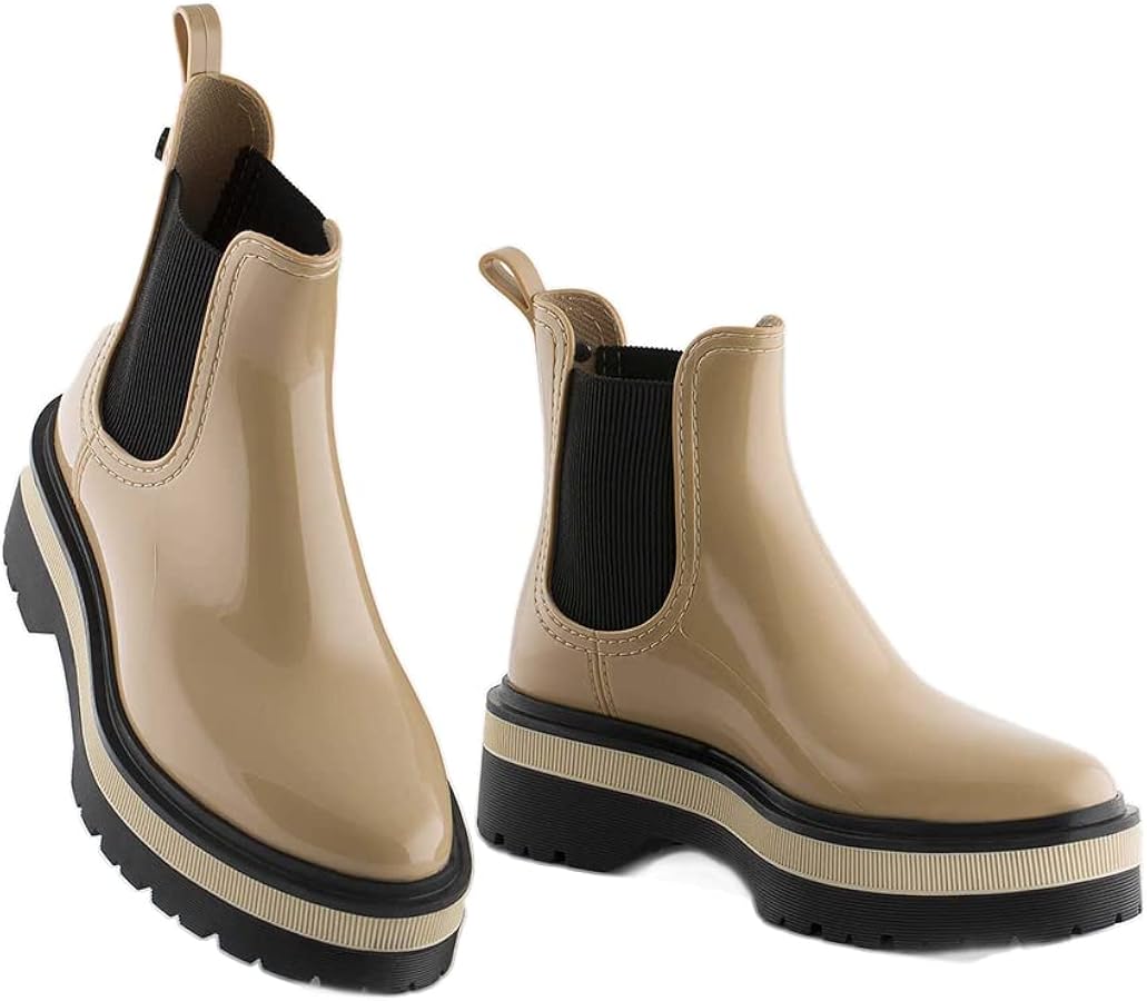 Lemon Jelly Platform Ankle Boots - Casual, Lemon-Scented Rain