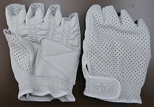 Amazon.co.jp: UX-1本革半指メッシュバイク用グローブ(L 白) : 車＆バイク