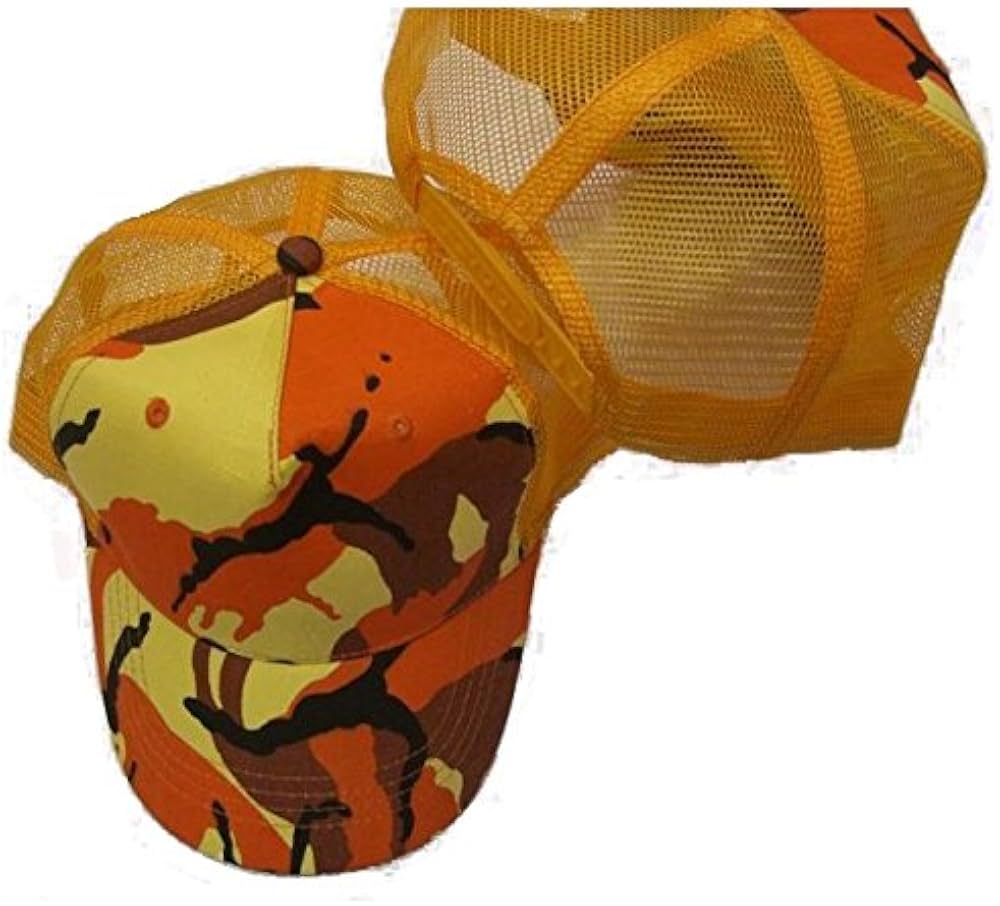 Amazon.co.jp: オレンジカモフラージュトラッカーメッシュハット
