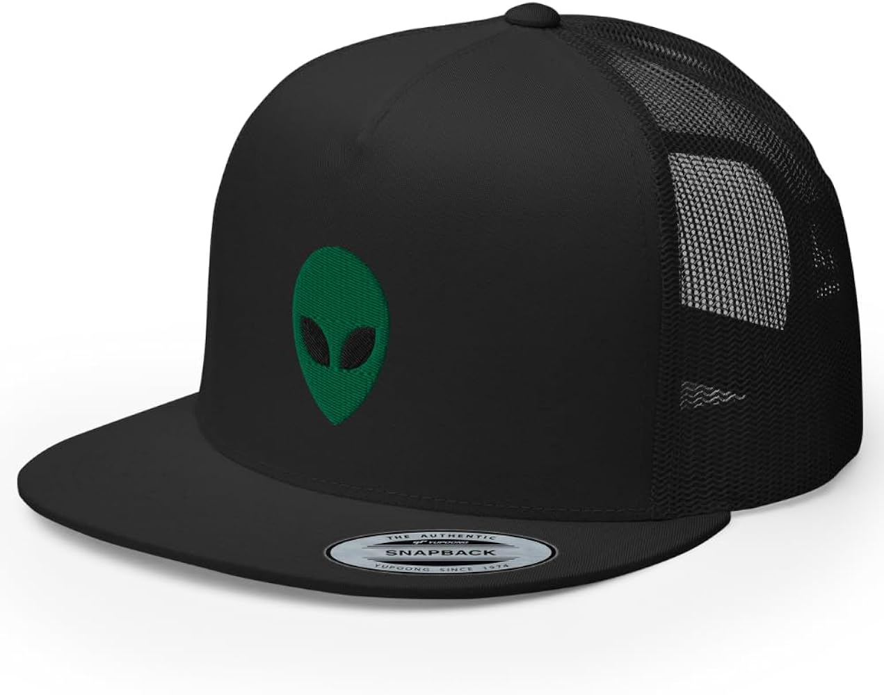 RIVEMUG Alien Hat Green Alien Head Trucker Hat Flat Bill High