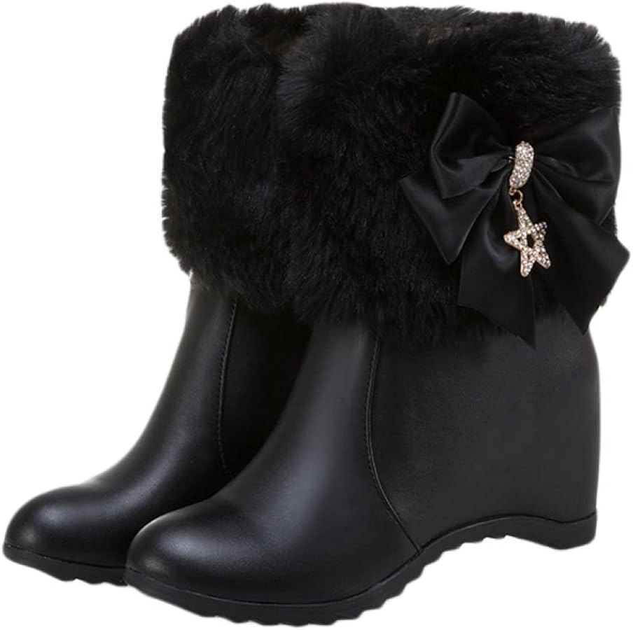 Amazon | [イグル] ふわふわ ファー ショート 黒色 ムートンブーツ