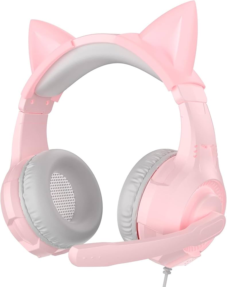 Amazon.co.jp: ピンク猫耳ヘッドホン ゲーミングヘッドセット有線