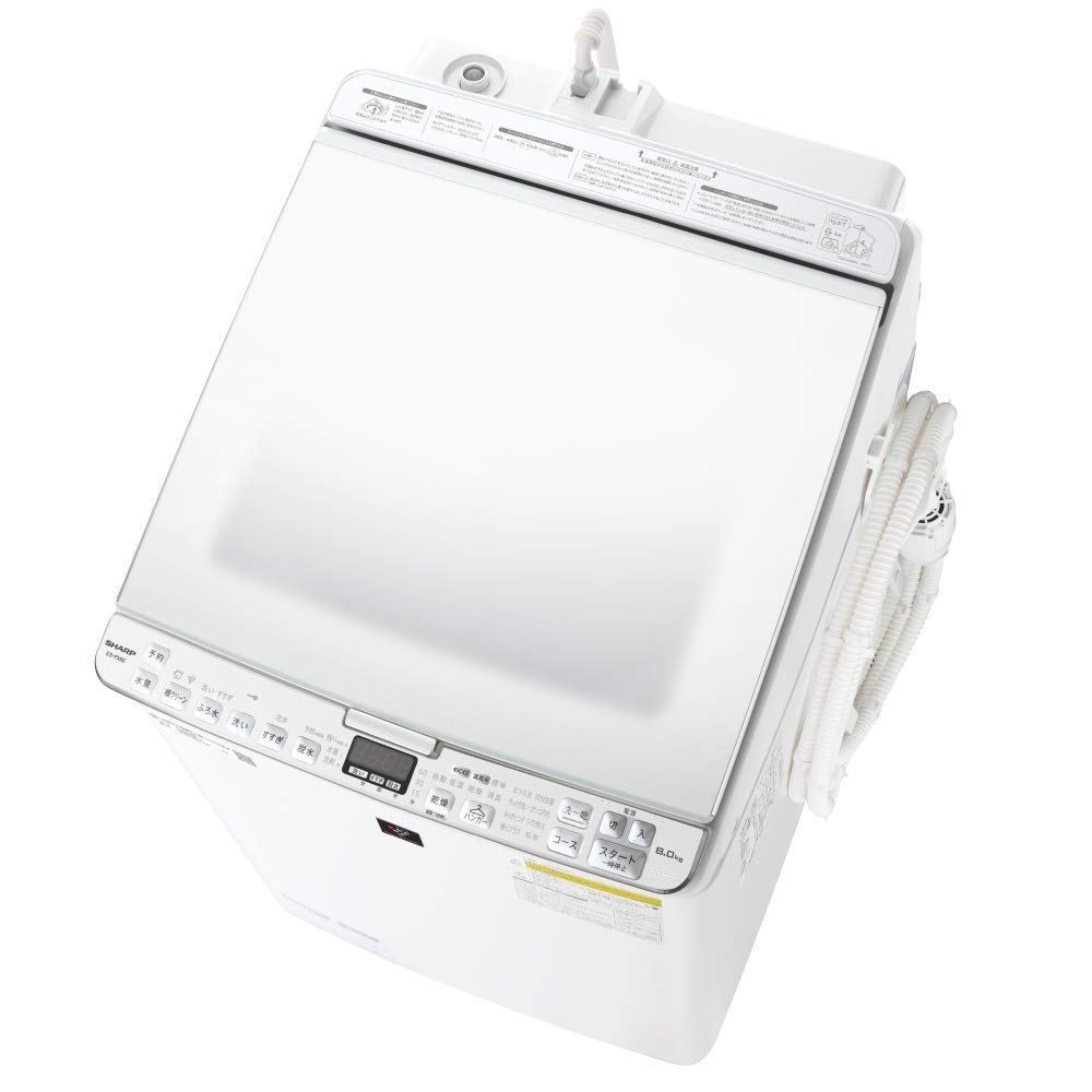 Amazon.co.jp: シャープ 洗濯機 洗濯乾燥機 ES-PX8E-W ガラストップ 穴