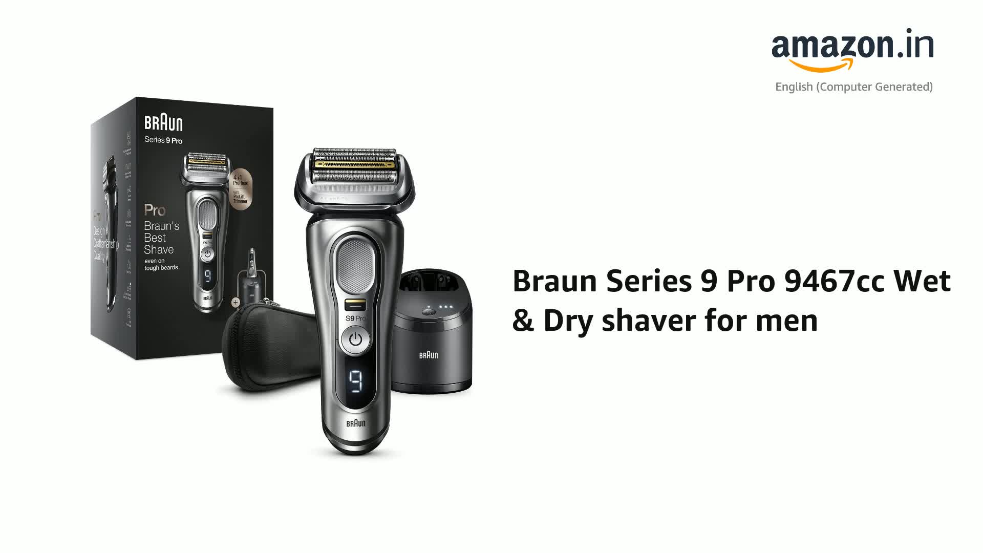 Braun Series 9 Pro 9567cc Electric Shaver for Men, Wet & Dry Shave