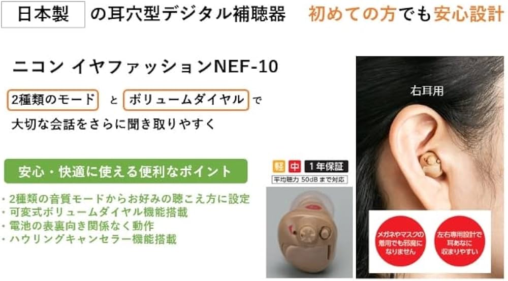 Amazon.co.jp: ニコン 補聴器NEF-10左耳用 耳あな型デジタル補聴器 お