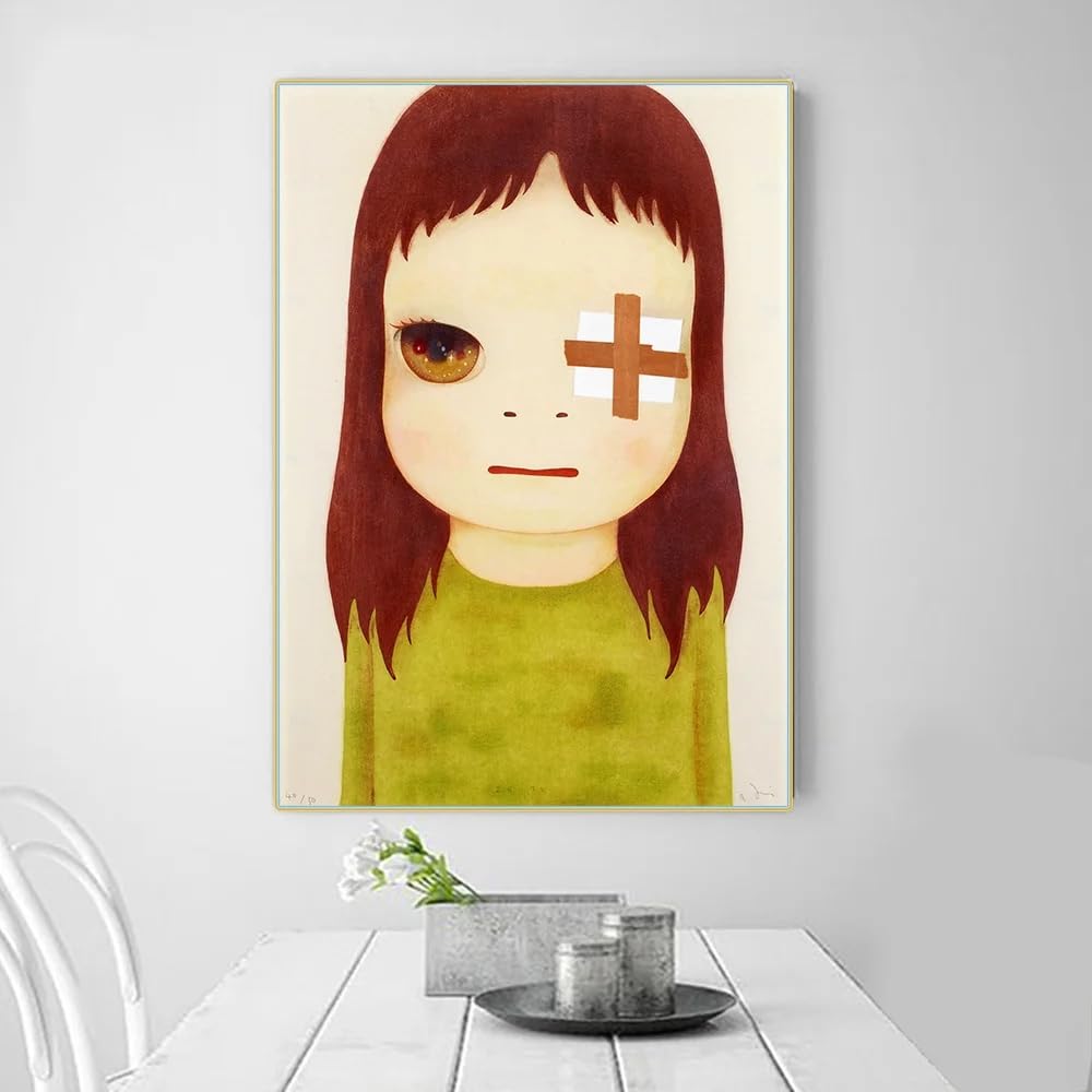 Amazon.co.jp: 奈良美智 ポスター《眼帯》キャンバス絵画 モダン