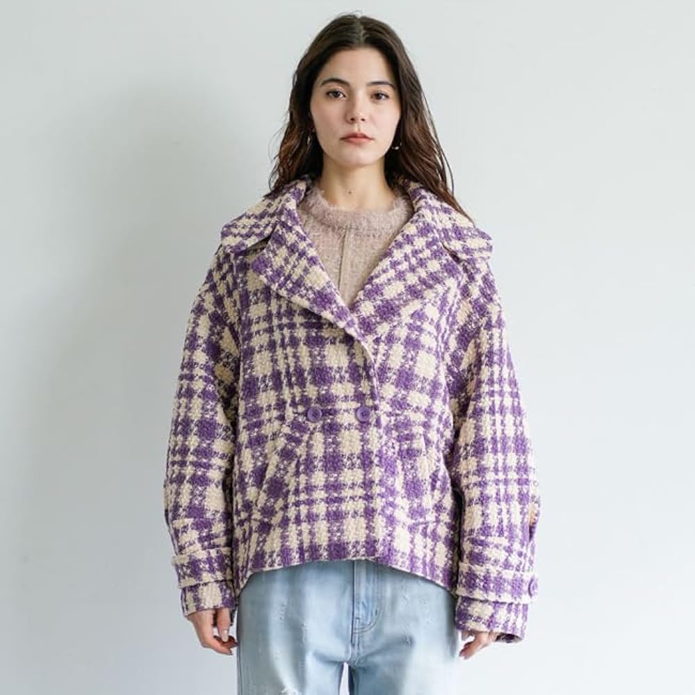 Amazon | [Lallia Mu] ラリアムー ツイード チェック テーラードコート