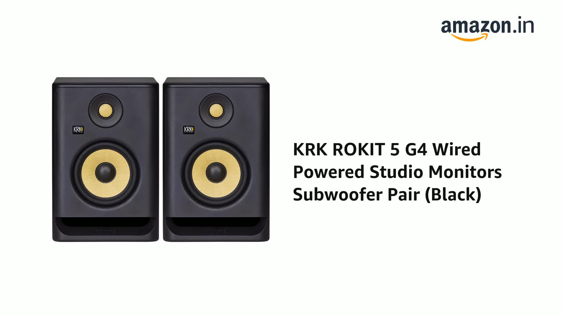 KRK ROKIT 5 G4 Wired Powered Studio Monitors Subwoofer Pair (Black