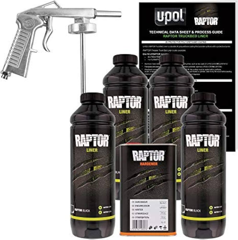 Amazon.co.jp: U-POL RAPTOR LINER 4Lセット + 塗装ガン付（ブラック