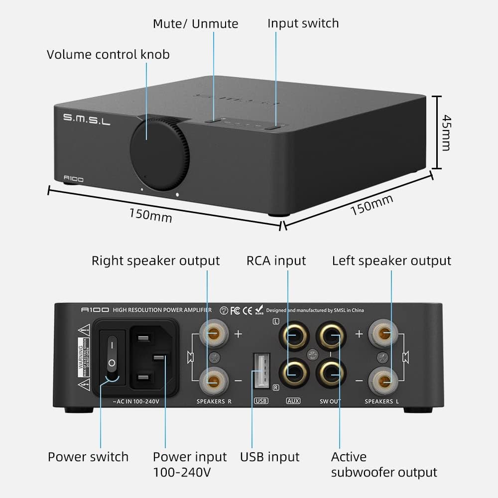 Amazon.com: S.M.S.L A100 Bluetooth 5.0 Stereo Audio Mini Class D