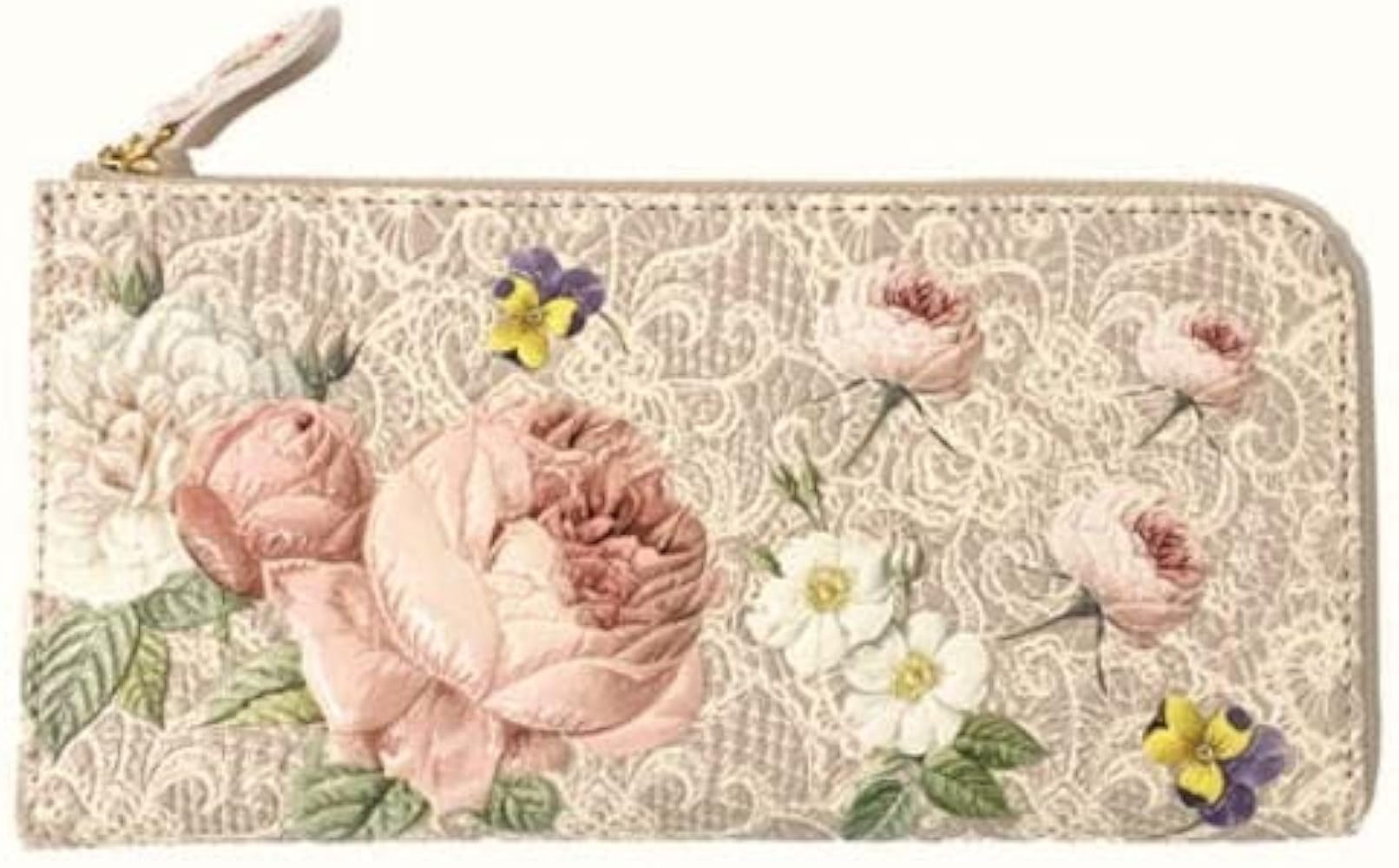 Amazon | [Glorious Angel] 長財布 バラ型押し L字ファスナー式