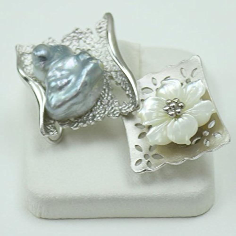 Amazon | 真珠 パール ブローチ 白蝶真珠 特大 南洋ケシパール