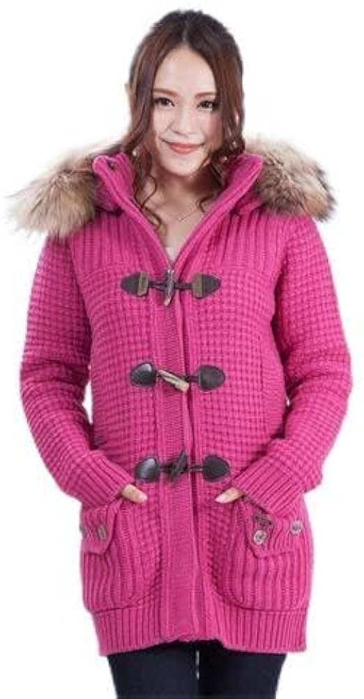 Amazon | [バーク] レディース ファー付き ニットダッフルコート
