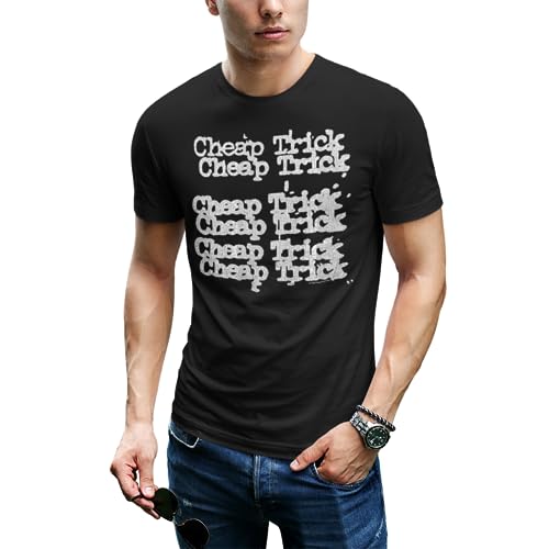 Amazon.com: Cheap Trick x 3 Rock Band Name Repeat Black Adult T