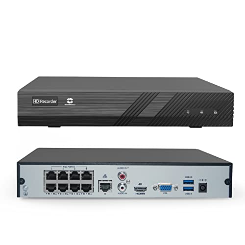 GWSECU 4K 8CH POE NVR (1080p/3MP/4MP/5MP/6MP/8MP) POE Network