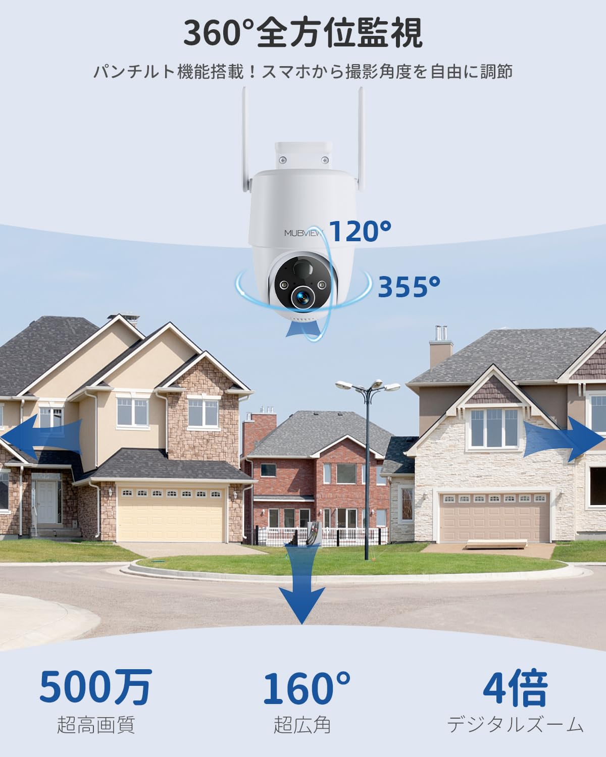 Amazon.co.jp: 【強化版500万超高画素・360°全方位監視・電源不要