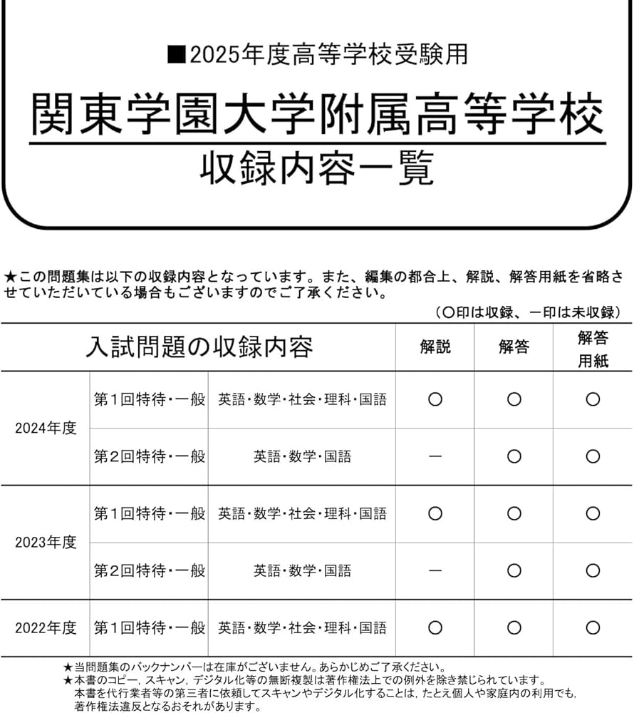関東学園大学附属高等学校 2025年度用 3年間スーパー過去問（声教の
