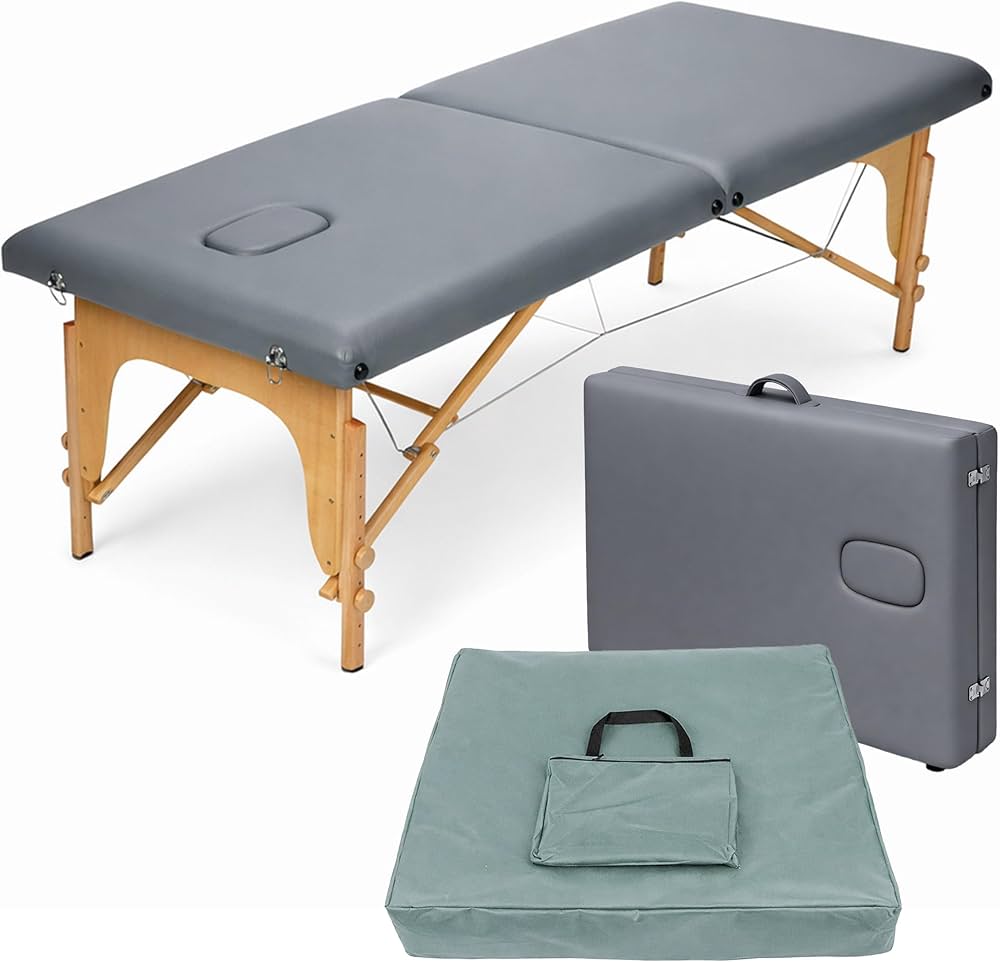 Amazon.co.jp: 軽量 折りたたみ マッサージベッド 木製・有孔 グレー