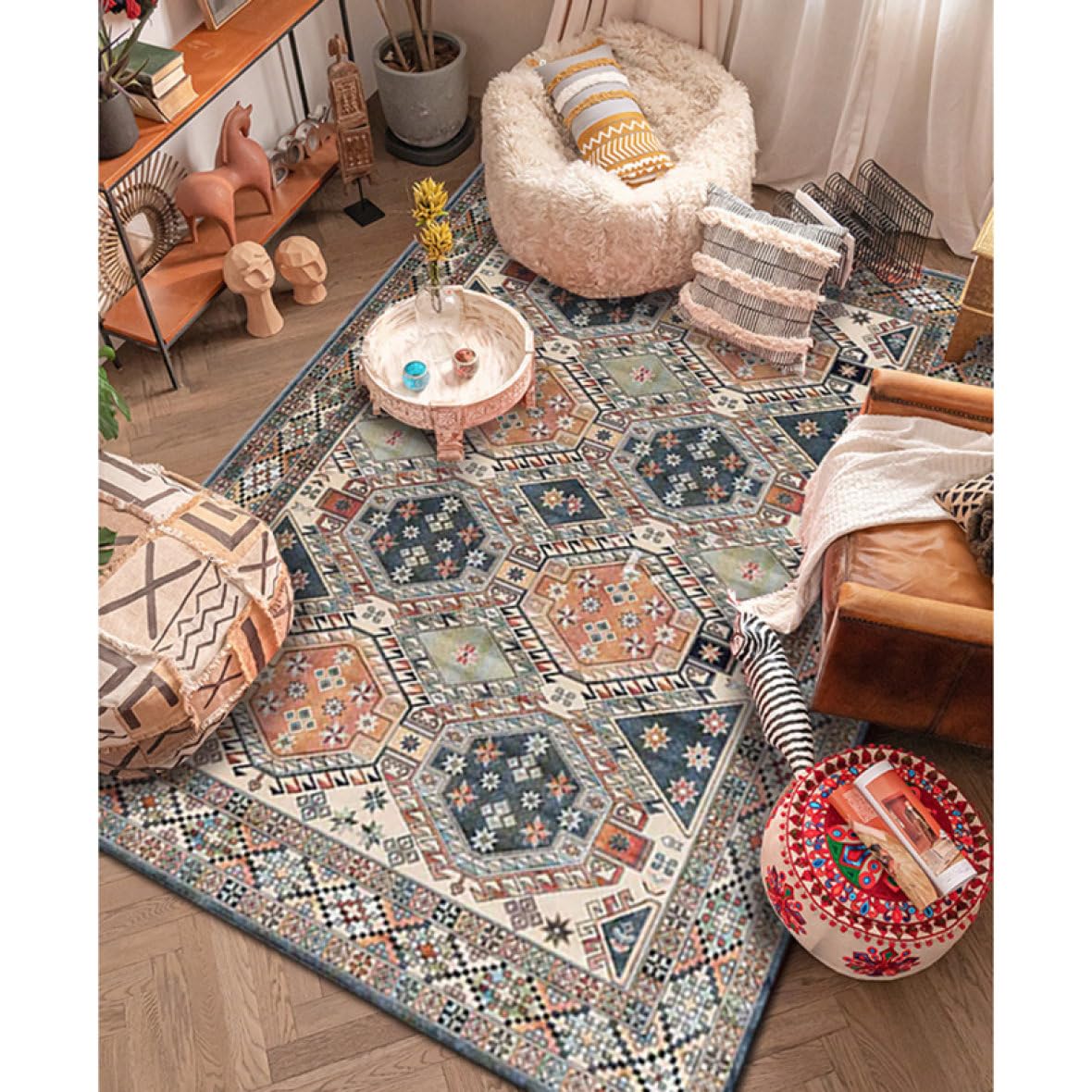 Amazon｜ペルシャ モロッコ風 ラグ マット レトロカーペット 床暖房
