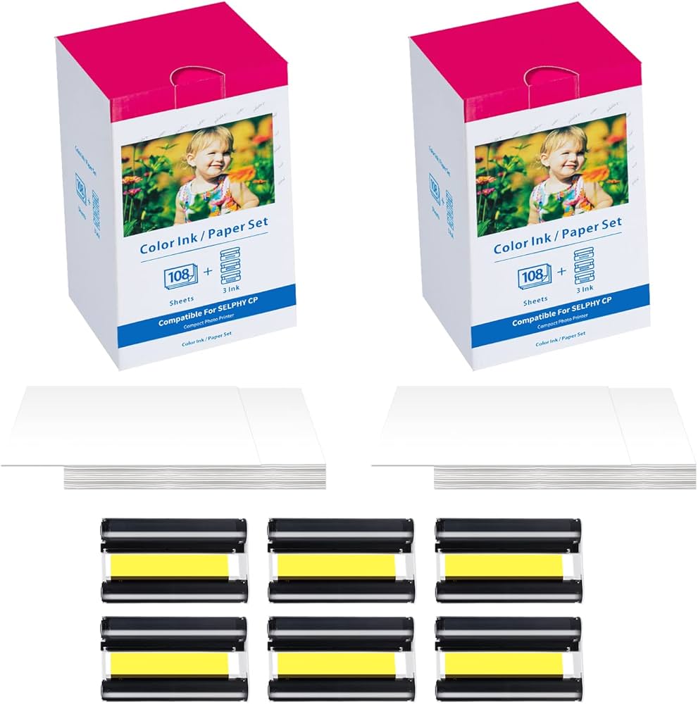 Amazon.co.jp: Canon Selphy CP1300 インクと紙 KP-108IN 2パック 6色