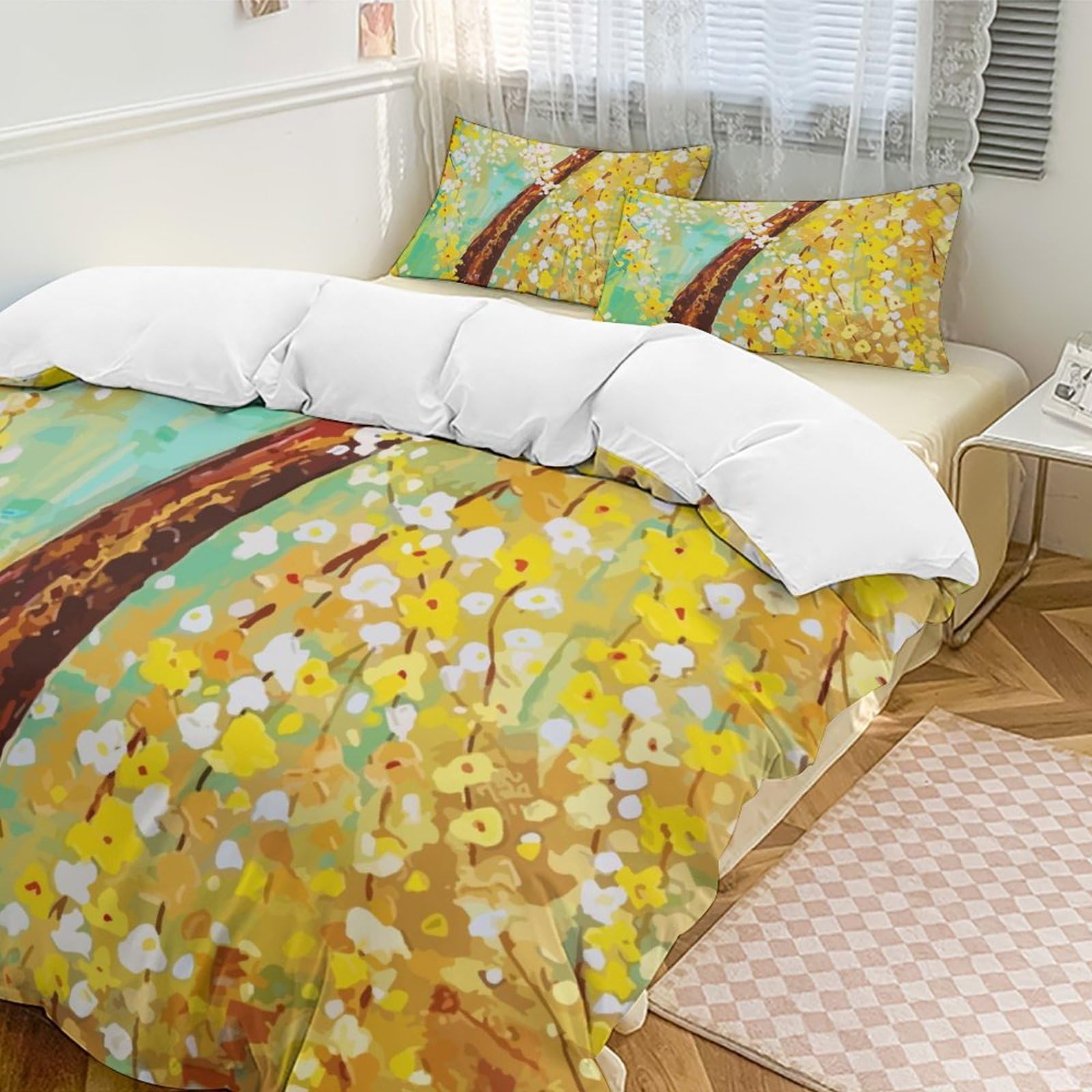 Amazon｜布団カバー 3点セット 幸運の木 風水絵 黄金の木の油絵