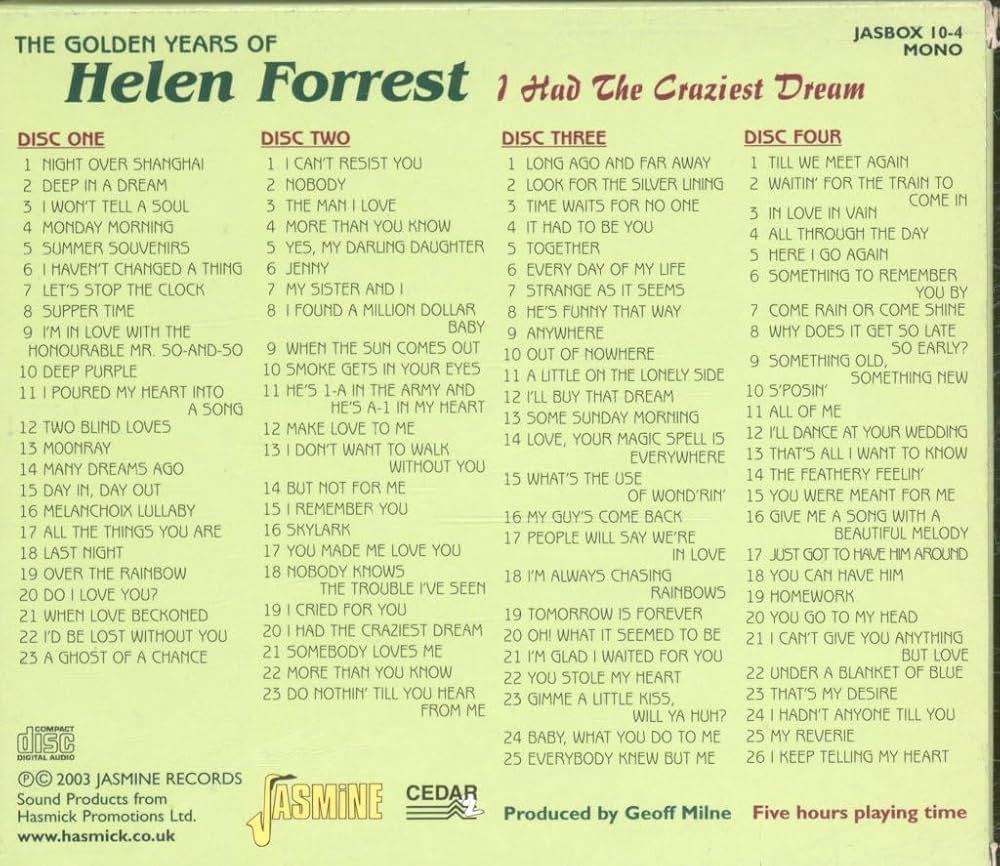 Helen Forrest - I Had The Craziest Dream - The Golden Years Of