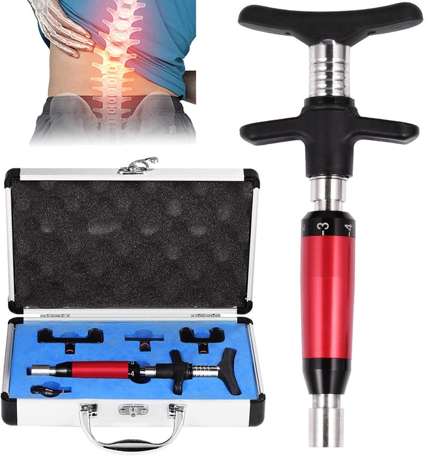 Amazon | カイロプラクティックガン 4つの交換可能なマッサージヘッド