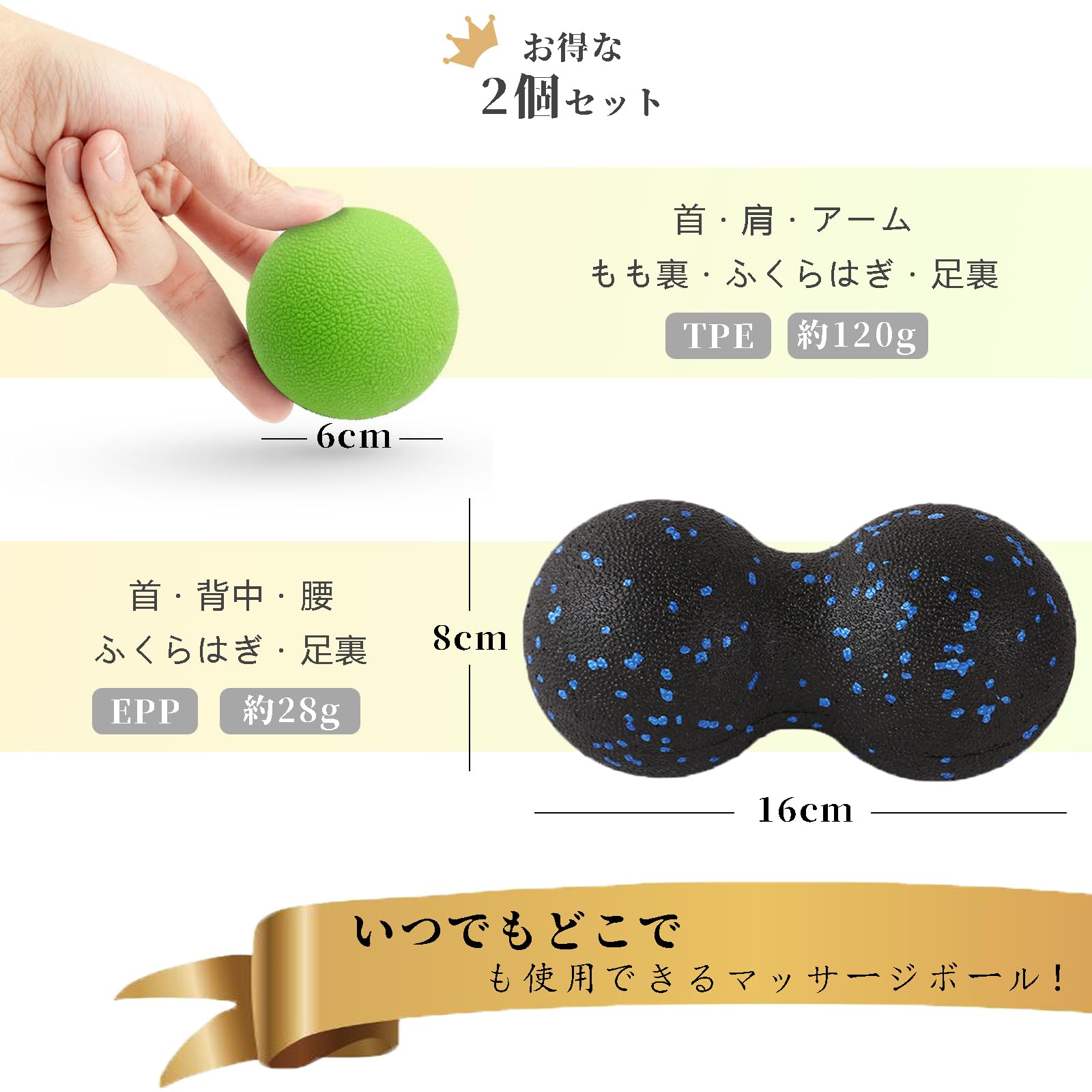 Amazon | YOAYAO マッサージボール 2個 ストレッチボール【柔道整復師