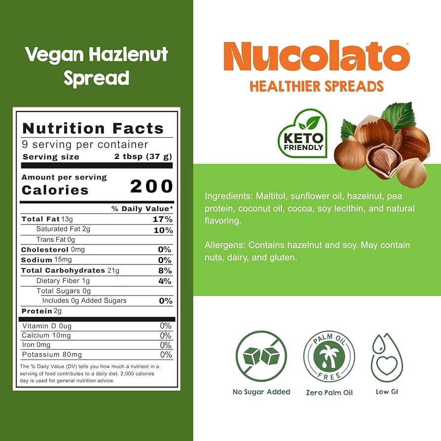 Amazon.com : Nucolato Vegan Hazelnut Spread | Healthy Snacks