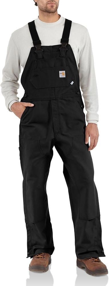 Carhartt Men's Flame-Resistant Duck Unlined Bib Overall, Black
