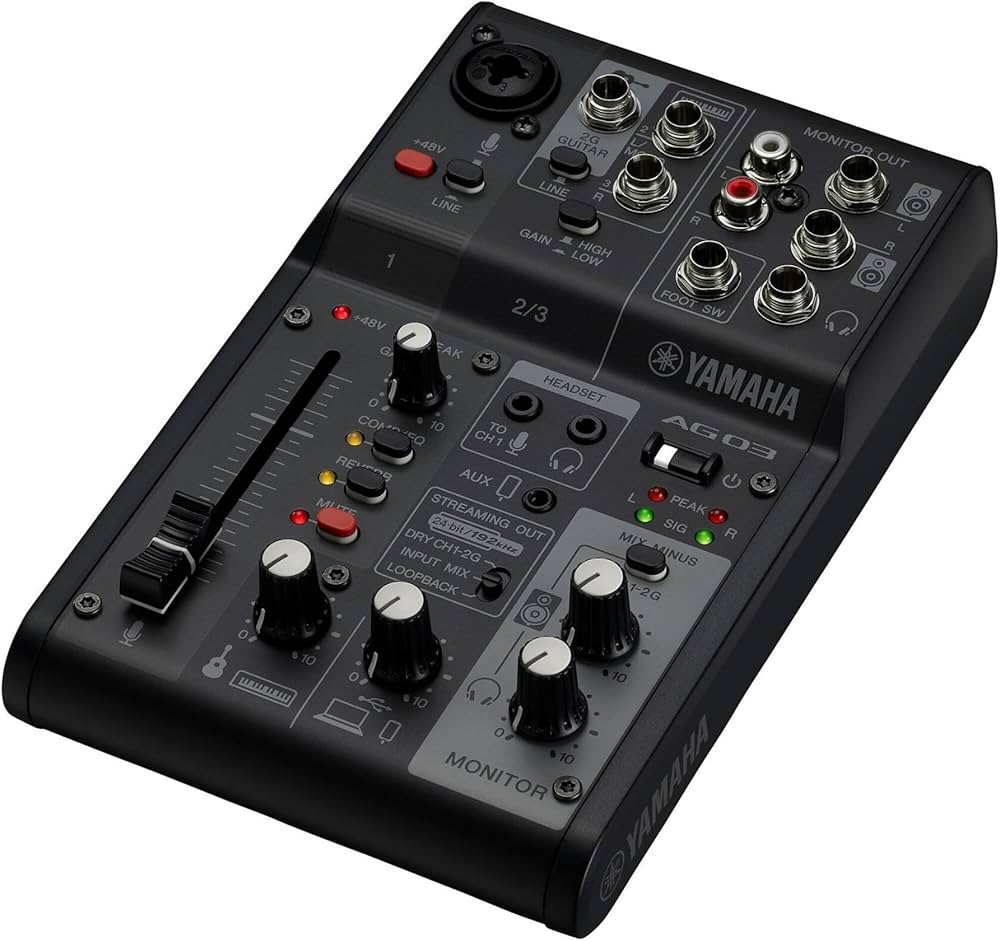 Yamaha AG03 MK2 Black 3-Channel Live Streaming Loopback Mixer/USB