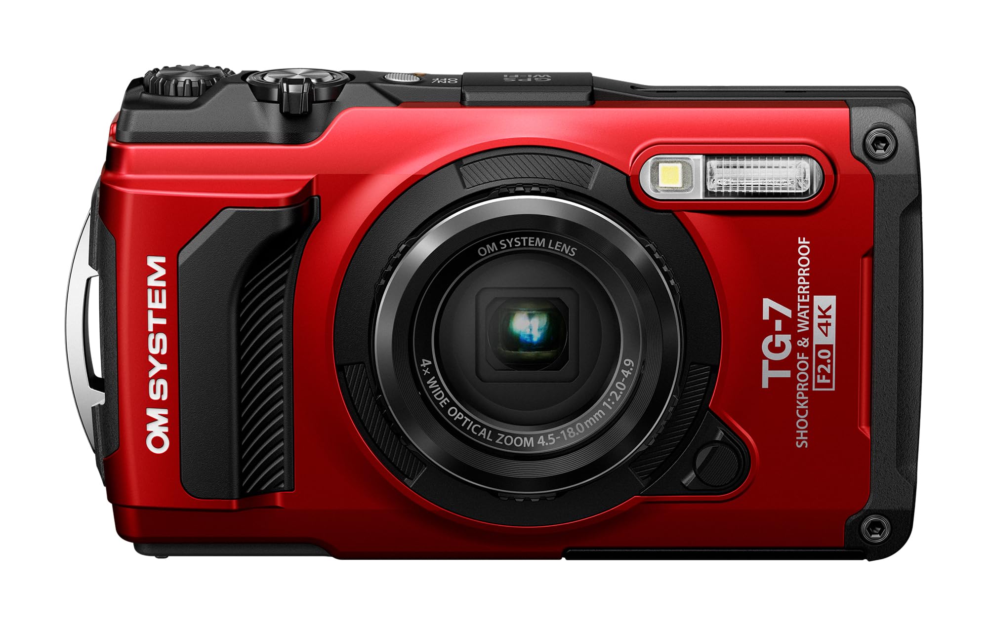 OM SYSTEM Tough TG-7 Red Underwater Camera, Waterproof, Freeze