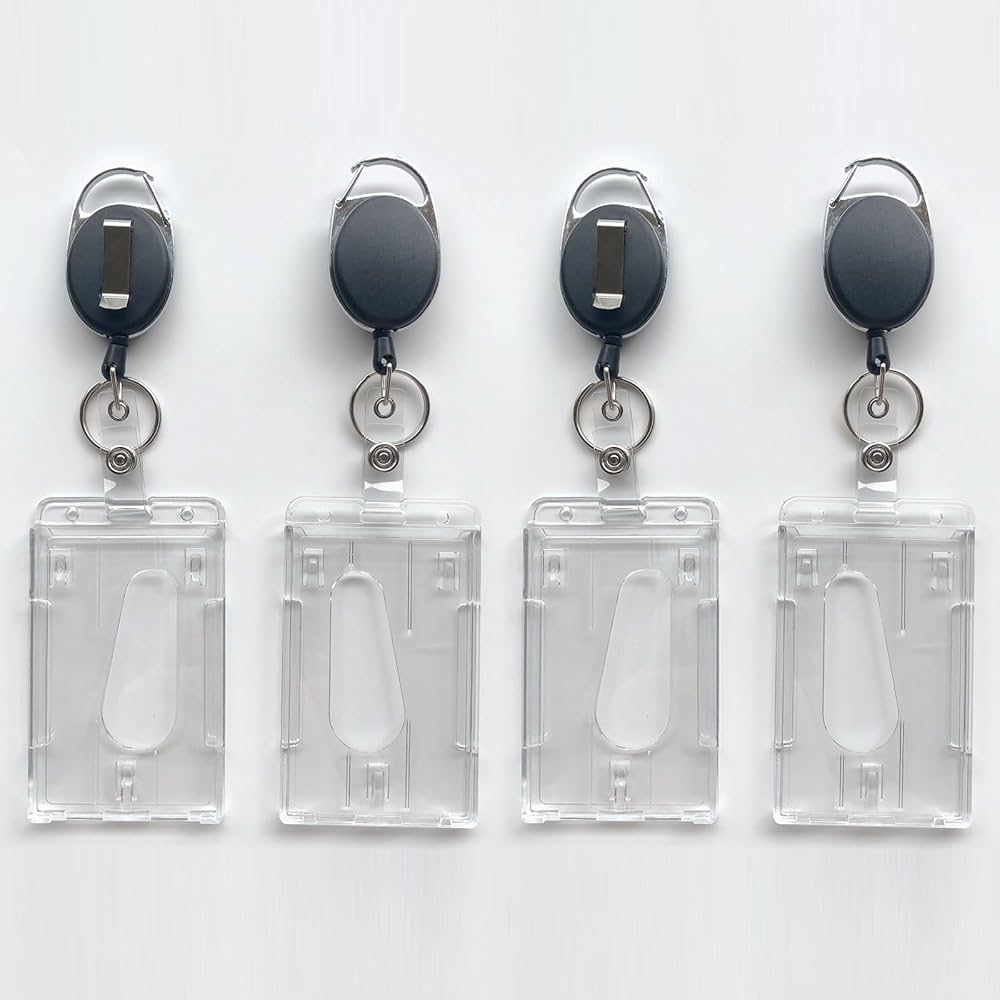 Amazon | idカードホルダー リールキーホルダー付き 縦*4枚セット社員